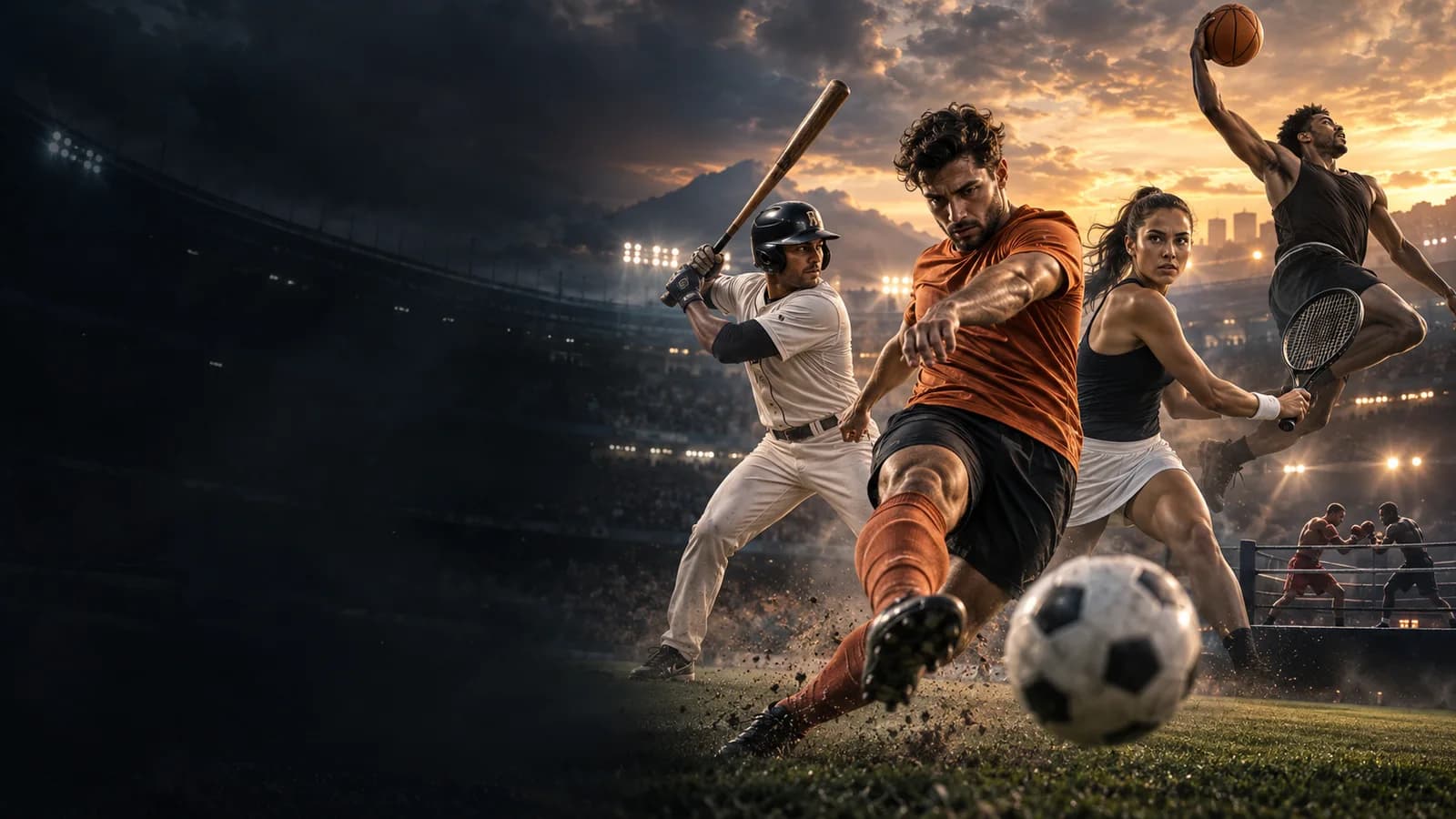 Fútbol, béisbol, tenis y baloncesto bajo las luces del estadio